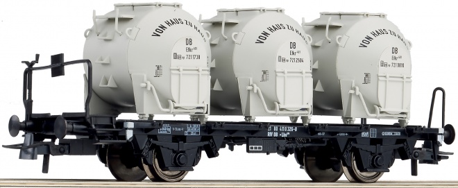 Container car with 3 containers<br /><a href='images/pictures/Roco/Roco-66267.jpg' target='_blank'>Full size image</a>